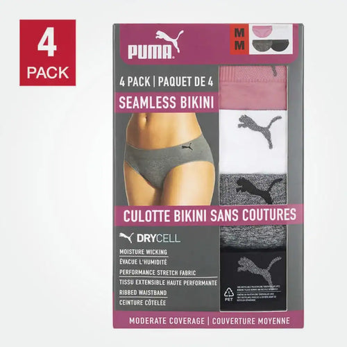4 Packs Seamless Bikini Wht / Pnkrose / Gry / Blk