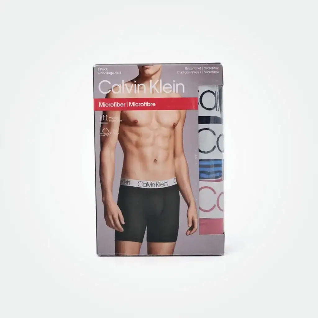 3 Packs Microfiber Boxer Brief Navy / Blue / Red