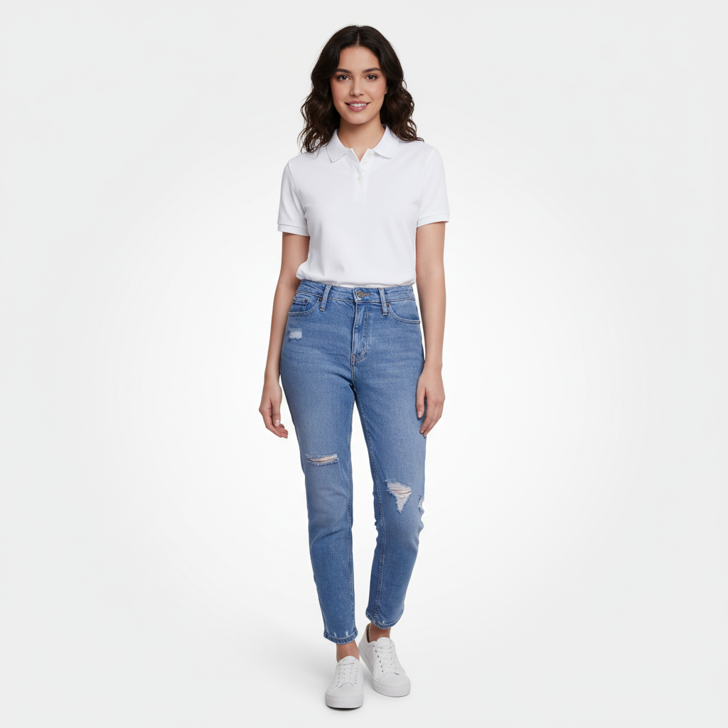 Tattered High Rise Slim Jeans