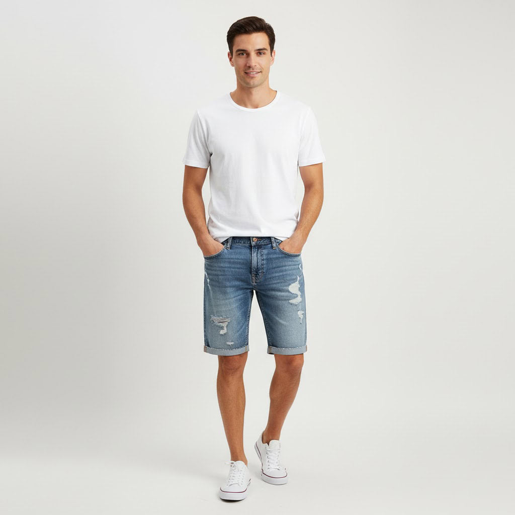 Skinny Denim Shorts 9"