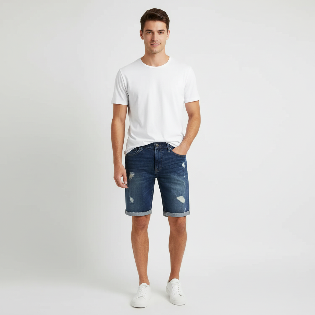 Skinny Denim Shorts 9"