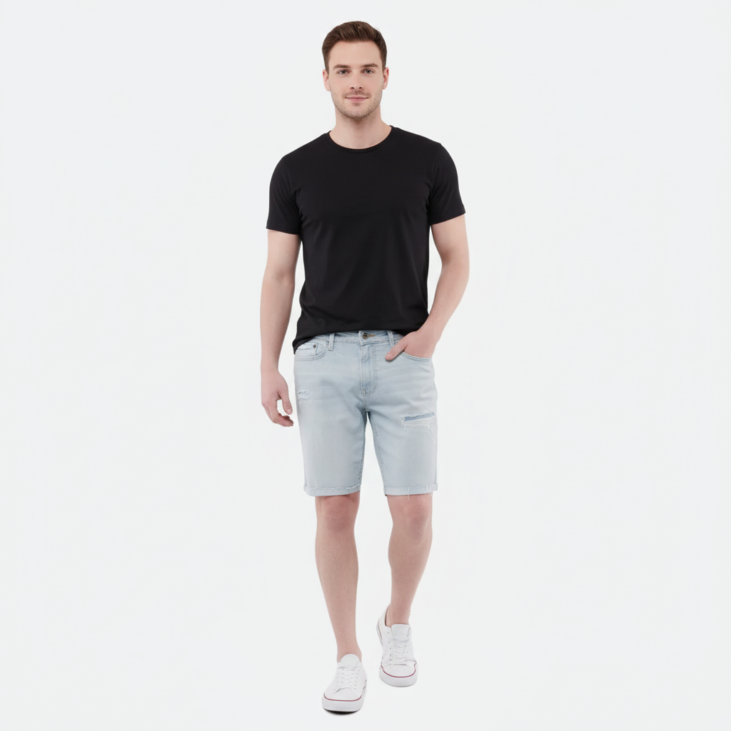 Skinny Denim Shorts 9"