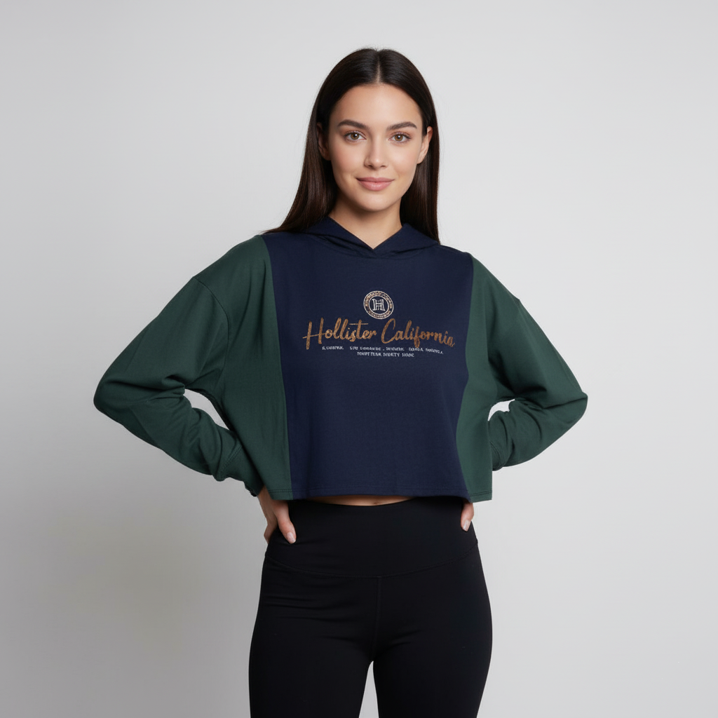 Hoodie Crop Top Graphic Print