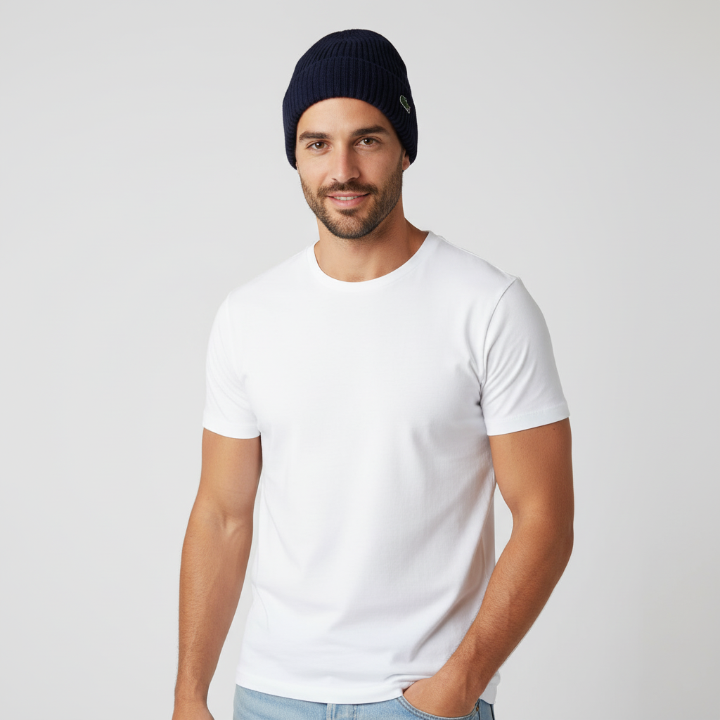 Green Crocodile Ribbed Wool Beanie