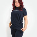 Crew Neck T-Shirt Line Brand Logo Design