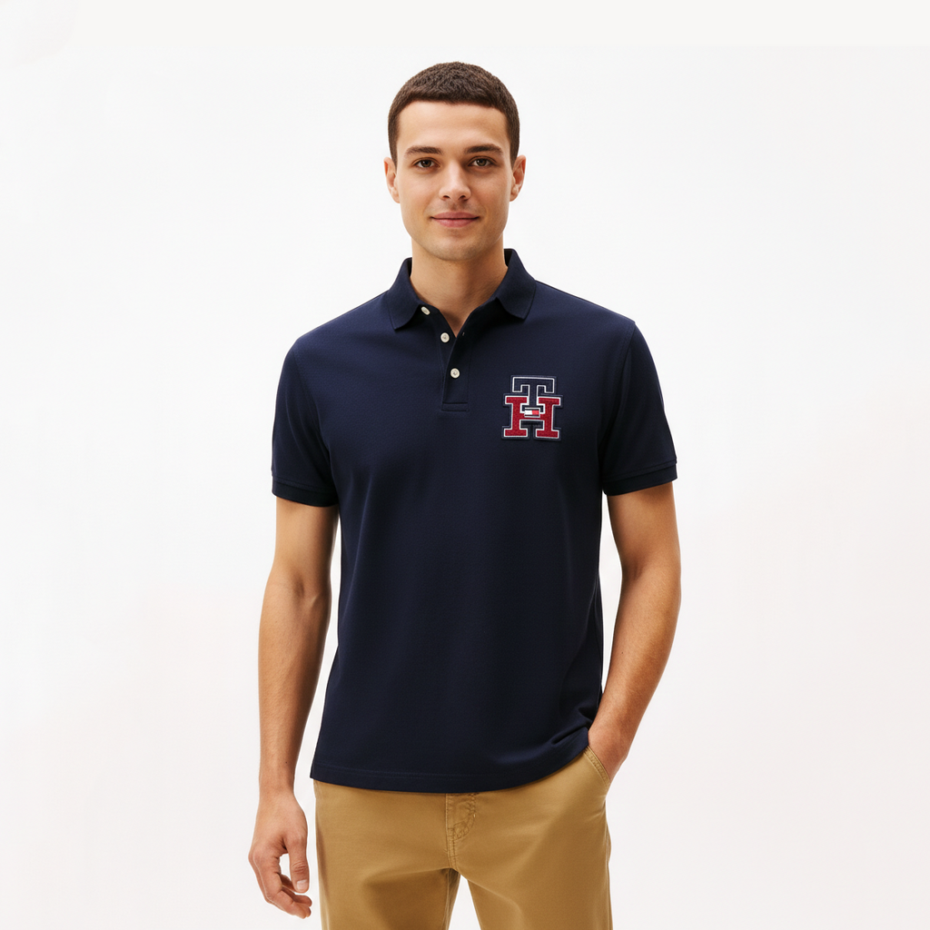Regular Fit Textured Monogram Polo