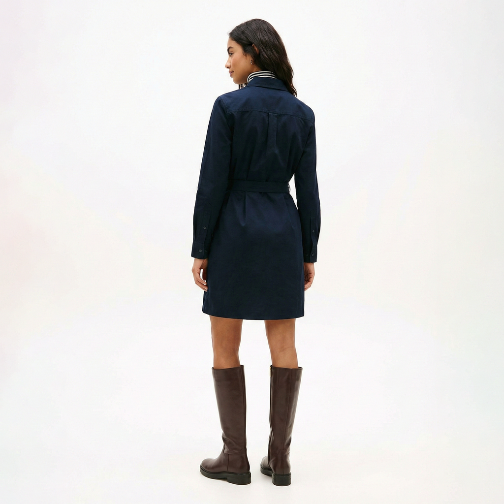 Long Sleeves Belted Oxford Shirtdress